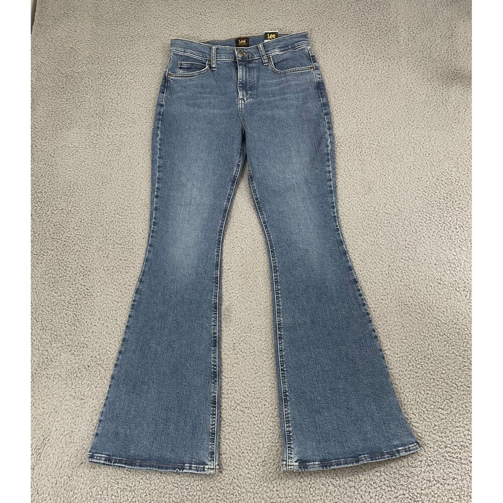 Lee Elevated Retro Flare Jeans Women 8 Medium Wash Mid Rise Denim New